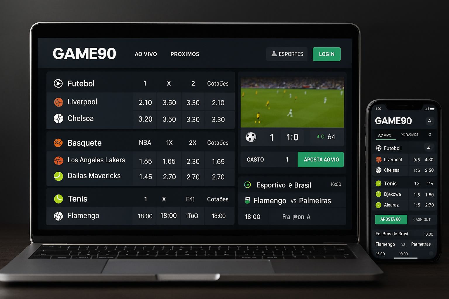 Apostas esportivas no cassino online GAME90